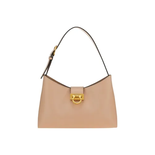 FERRAGAMO Trifolio Сумка через плечо из коровьей кожи Женская Кость Бежевый