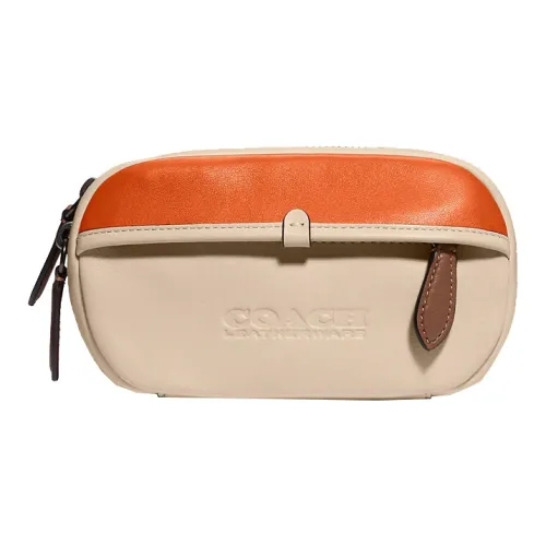 COACH Charter Кожа Сумка через плечо Слинг-сумка Сумка на пояс Маленькая Мужская Экрю и Оранжевая