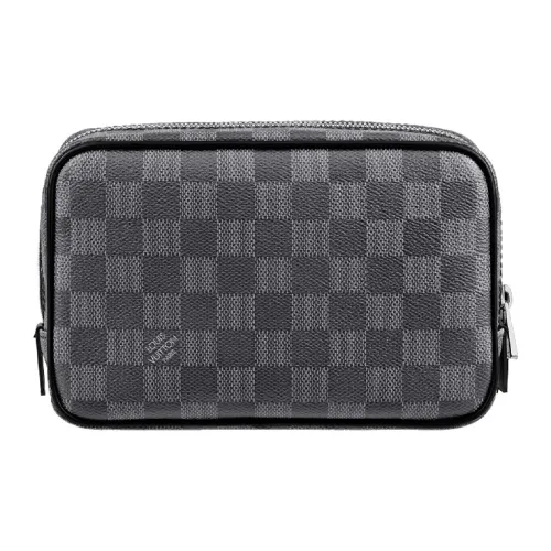 LOUIS VUITTON Холст Клатч Косметичка Туалетная сумка Маленькая Унисекс Черная