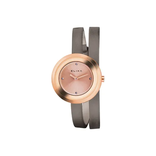 Elixa Кварцевый механизм Женские часы 28 мм Многоцветный циферблат Часы Корпус из нержавеющей стали Ремешок из натуральной кожи