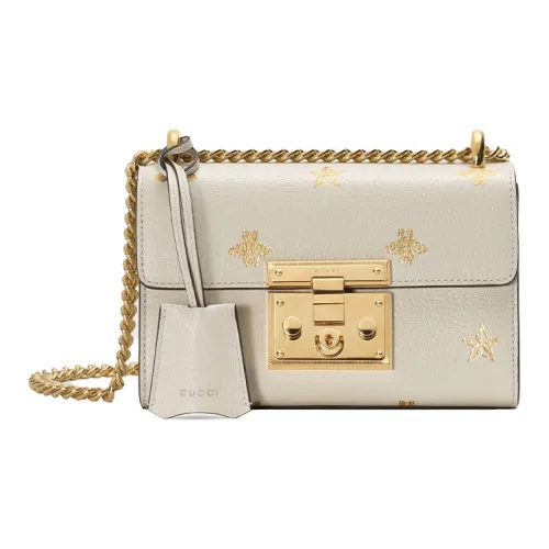 GUCCI Кожа Замок Сумка Коробка Сумка Сумка через плечо Сумка на плечо Женская Белая