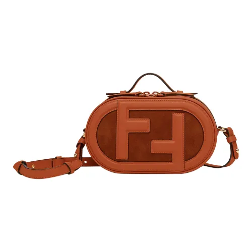 FENDI Кожа Пэчворк Замша Овальная Camera Сумка Сумка через плечо Сумка Мини Женская Коричневая