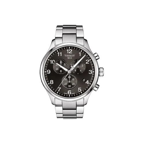 TISSOT Speed Run Series Кварцевый механизм Мужские часы Часы 45 мм Черный циферблат Стальной корпус Стальной ремешок