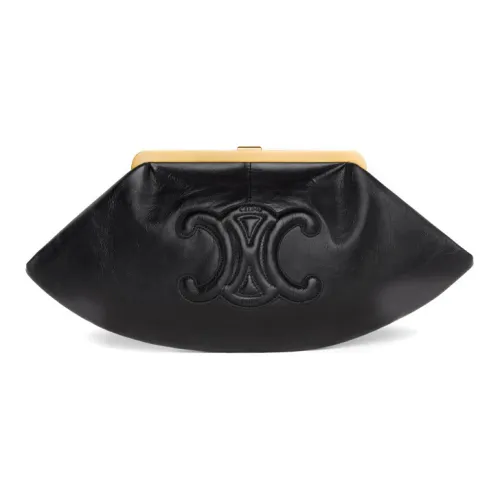 CELINE Triomphe Гладкая коровья кожа Сумка-купол Клатч Женская Черная