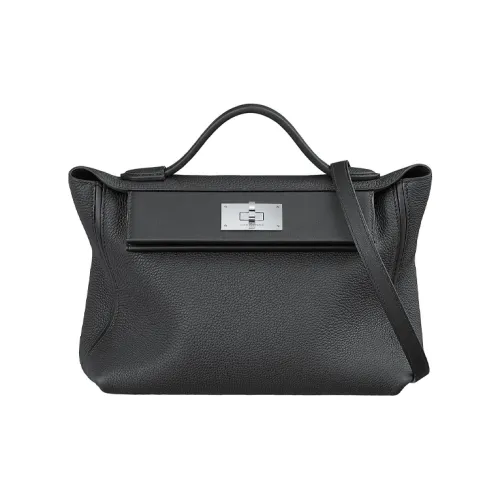 HERMES 24 24 Togo Swift Телячья кожа Сумка Женская Черная
