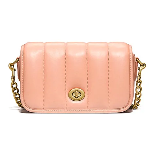 COACH Dinky Lambskin Flap Bag Pillow Bag Crossbody Bag Small Women's Candy Pink