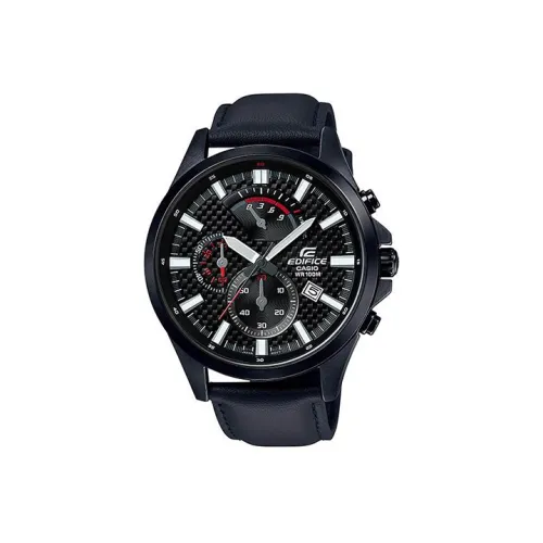 CASIO EDIFICE Кварцевый механизм натуральная кожа ремешок часы для мужчин белый циферблат