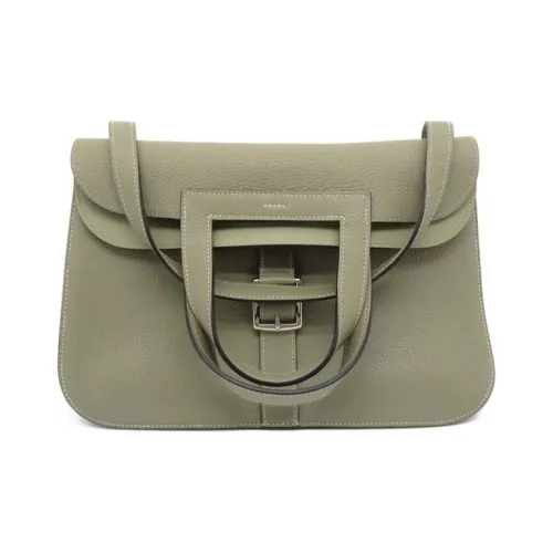 HERMES Halzan Коровья кожа Сумка Horseshoe Сумка через плечо Сумка через плечо Женская Q1 Sauge Шалфейно-зеленый