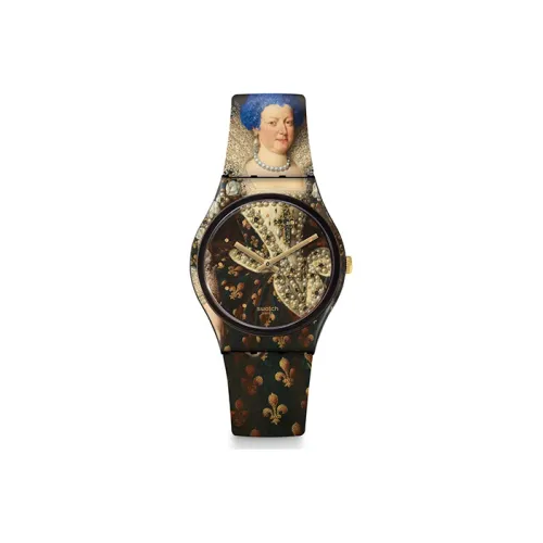 Swatch Quartz Механизм Унисекс Часы 34 мм Черный Циферблат Пластиковый Корпус Часы Силиконовый Ремешок