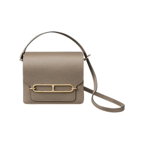 HERMES Roulis Evercolor Телячья кожа Свиной нос Сумка Сумка через плечо Мини Женские Слоновой серый