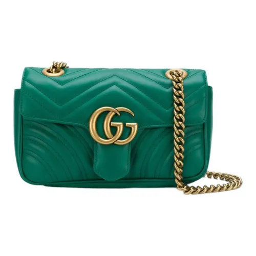GUCCI GG Marmont Quilted Кожа Сумка через плечо Сумка на плечо Женская Озерный зеленый