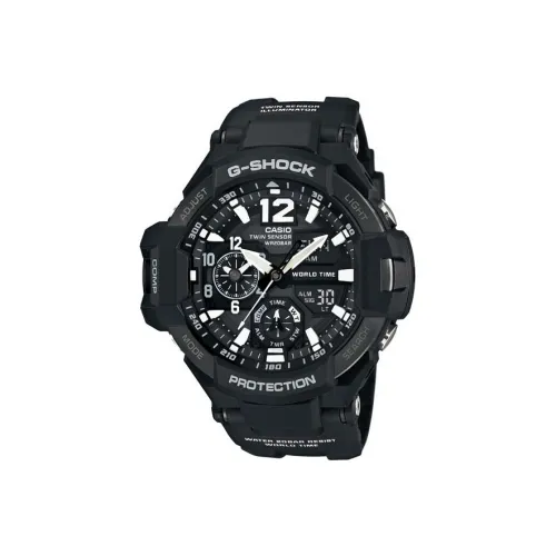 CASIO G Shock GRAVITYMASTER Soaring The Skies Коллекция Кварцевый механизм Смольный ремешок Часы Мужские Черный циферблат
