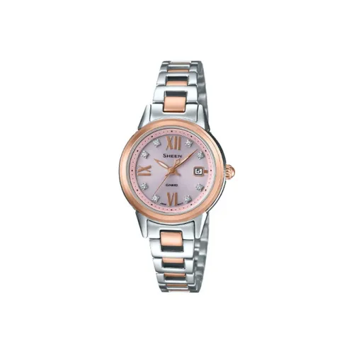 CASIO SHEEN Solar Collection Солнечный кварцевый механизм нержавеющая сталь ремешок женские часы золотой циферблат