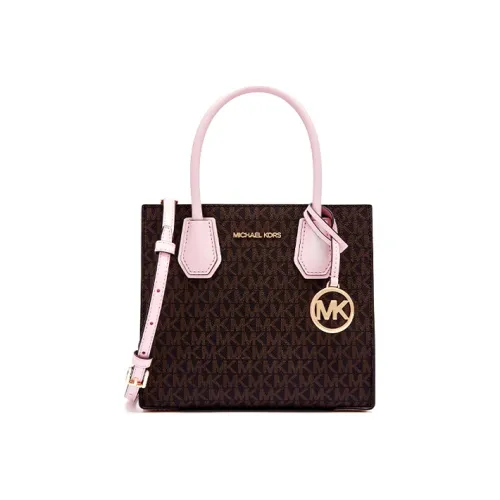 MICHAEL KORS Mercer Кожа Аккордеонная Сумка Сумка через плечо Сумка среднего размера Женская Коричневая и Розовая