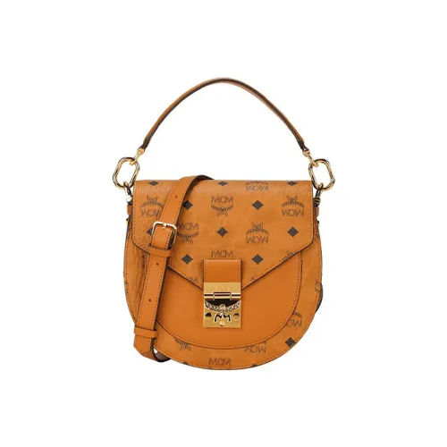 MCM Patricia Visetos Кожаная отделка Седло Сумка Сумка через плечо Сумка на одно плечо Женская Коричневый Коньяк
