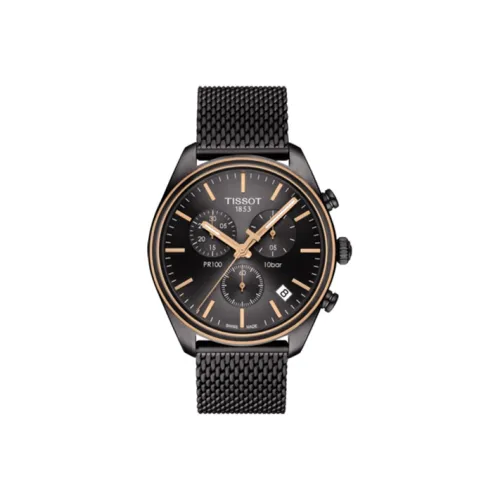 Tissot PR100 Collection Кварцевый механизм Мужские часы Часы 41 мм Черный циферблат Корпус из нержавеющей стали