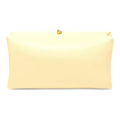 JIL SANDER Lambskin Clutch Women's Light Yellow