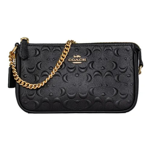 COACH Wristlet Relief Кожа Одно плечо Через плечо Цепочка Одно плечо Запястье Сумка Клатч Маленький Женский Черный