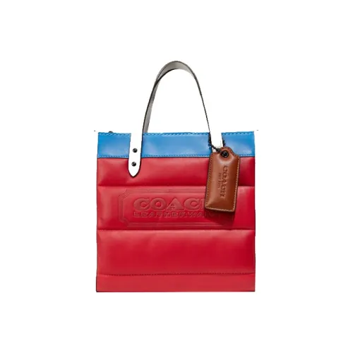 COACH Field Кожа Сумка Тоут Сумка Сумка для покупок Сумка через плечо Маленькая Женская Конфетно-красная и Синяя