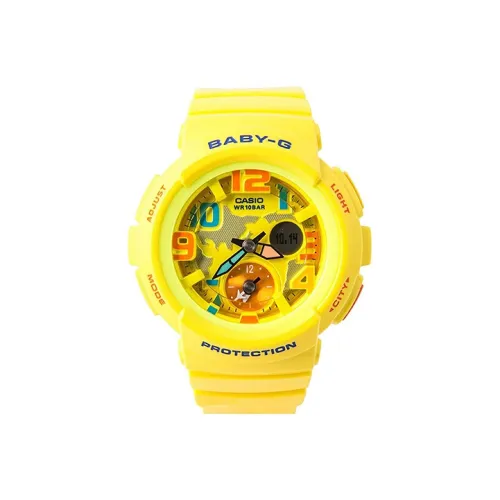 CASIO Baby Кварцевый механизм Смольный ремешок Часы Женские Желтый циферблат