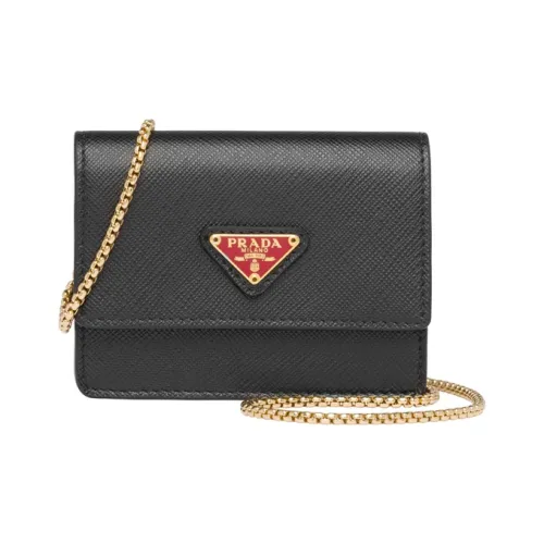 PRADA Saffiano кожаный кошелек через плечо сумка женская черный