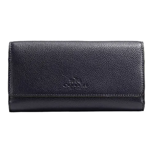 COACH Трехсекционный кошелек из кожи маленький женский темно-синий