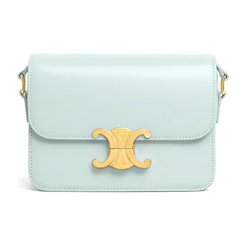 CELINE Triomphe Коровья кожа Одно плечо Портативная Подмышечная Сумка через плечо Женская Минеральный Циановый