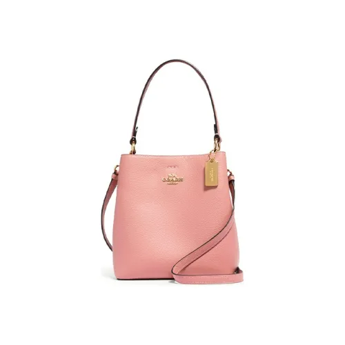 COACH Кожа Портативный Crossbody Сумка-ведро Плечевая Сумка Маленькая Женская Вишневый Цветок Розовый