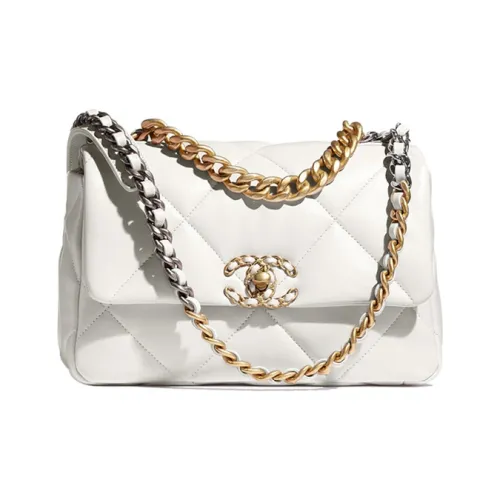 CHANEL 19Bag Овчина Портативный Сумка через плечо Маленькая Женская Чисто Белая