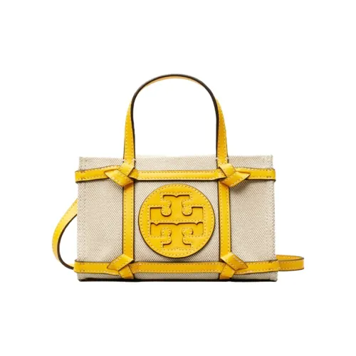 TORY BURCH Ella Холст Тоут Сумка Сумка для покупок Холст Сумка через плечо Мини Женская Желтая