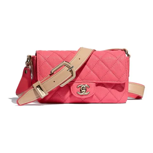 CHANEL Рельефная Телячья Кожа Сумка через плечо Женская Коралловая