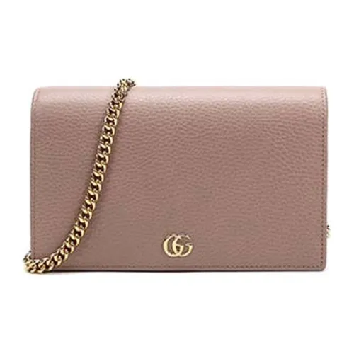 GUCCI GG Marmont Кожа Цепочка Кошелек Сумка через плечо Женская Нюдово-розовая