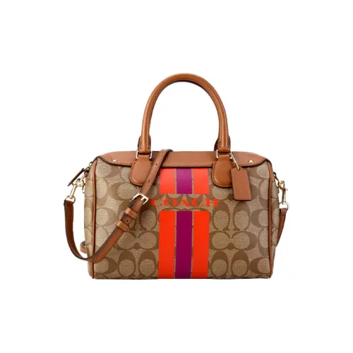 COACH Bennett Холст и Кожа Сумка Маленькая Женская Хаки Красная