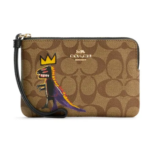 COACH Basquiat Collaboration Кожа Ручной работы Запястье Кошелек Маленький Женский Хаки