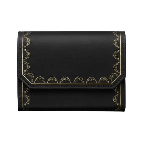 Cartier Бумажник, Модель «мини», Guirlande De Cartier Телячья Кожа Черного Цвета, Позолоченная Отделка