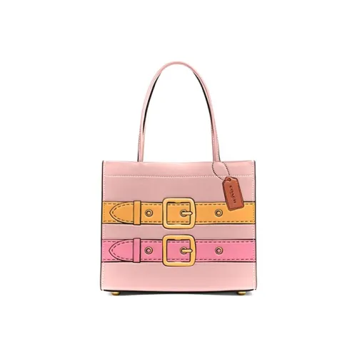 COACH Кожа Тоут Сумка Сумка для покупок Сумка на плечо Сумка Маленькая Женская Розовая