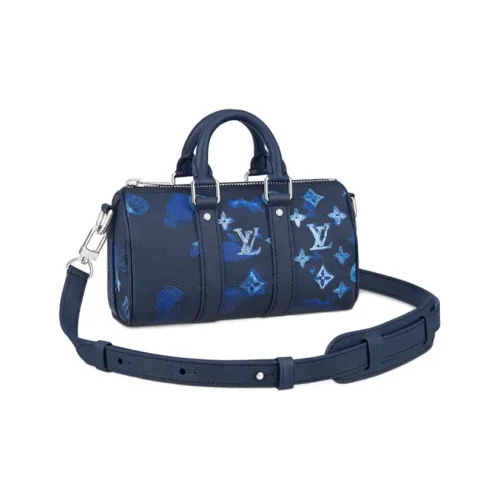 LOUIS VUITTON Summerkeepall Сумка через плечо из коровьей кожи Сумка Extra Small Унисекс Синяя