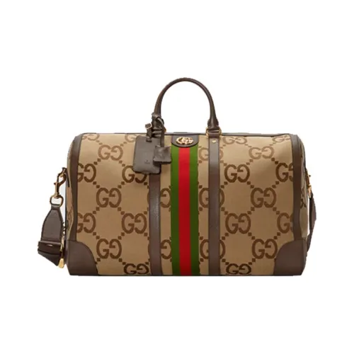 GUCCI Jumbo GG Холст Пэчворк Кожа Сумка через плечо Унисекс Цвет Эбеновое дерево Коричневый