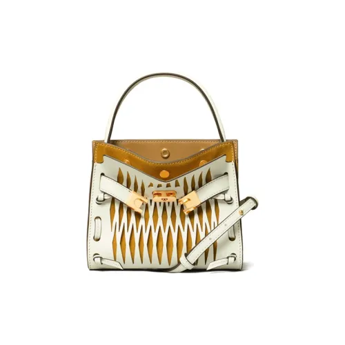 TORY BURCH Lee Radziwill Замша с кожаными вставками Сумка через плечо Маленькая Женская Белая Желтая