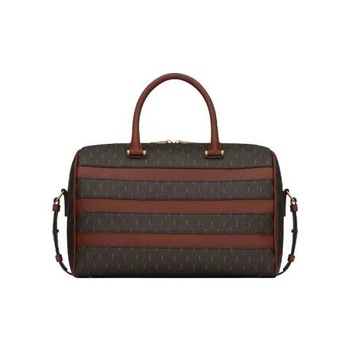 SAINT LAURENT Холст And Гладкая кожа Сумка Женская Коричневая