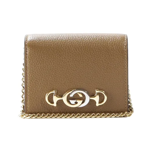 GUCCI Zumi GRAIN LEATHER Цепочка Кошелек Сумка Держатель для карт Женские Коричневый