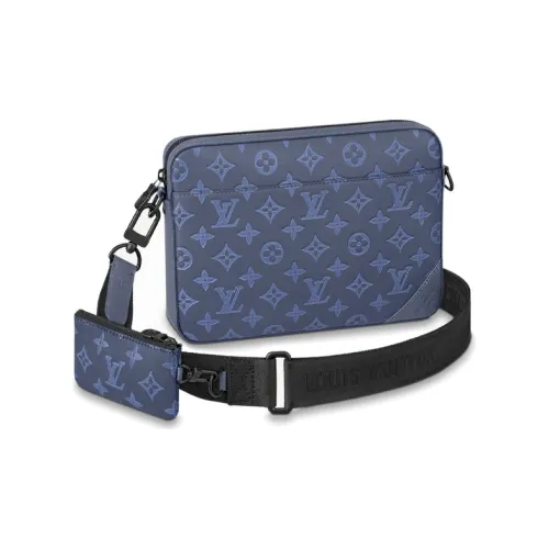 LOUIS VUITTON Duo Messenger Коровья кожа Курьерская сумка Монетница Ручная сумка через плечо Сумка через плечо Мужская Синяя
