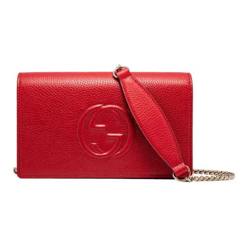 GUCCI Soho Litchi Grain Кожа Сумка через плечо Сумка на плечо Женская Красная