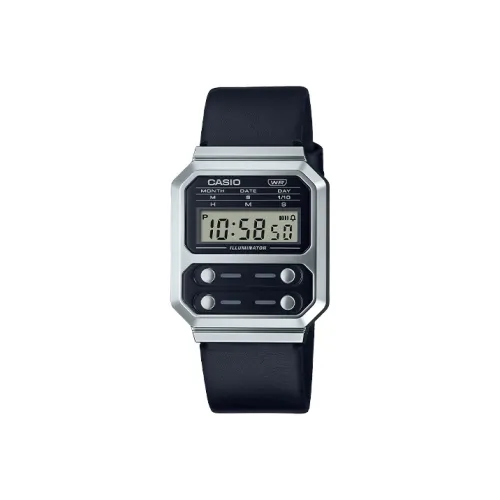 CASIO Vintage Collection A100 Кварцевый механизм Естественная кожа Ремешок Часы Унисекс Серый циферблат A100WEL 1A