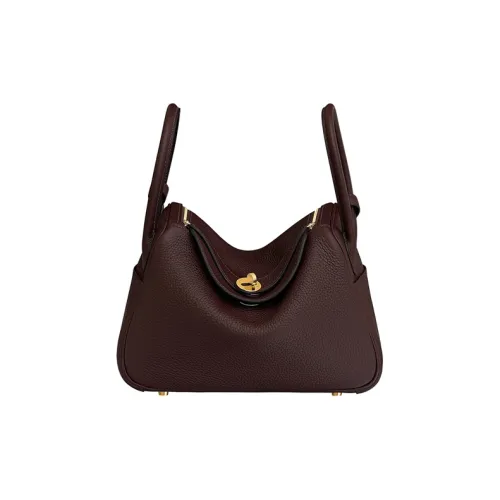 HERMES Lindy Clemence Bullock Кожа Сумка Сумка через плечо Женская 0G Руж Sellier Седло Красный