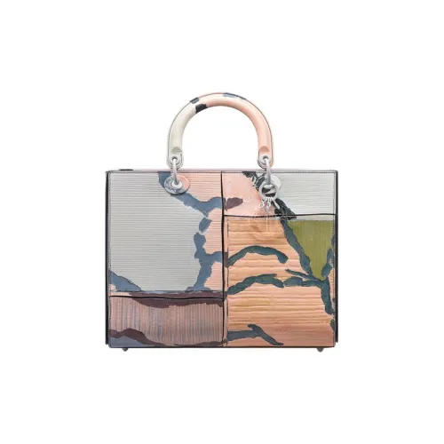 DIOR Lady Dior Корова Кожа Сумка Большая Женская Серый Синий Мягкий Розовый Зеленый