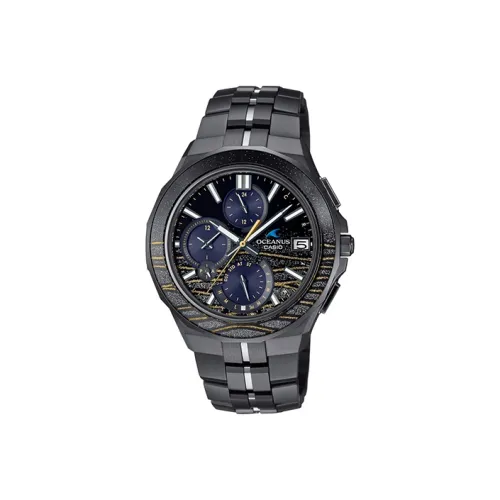 CASIO OCEANUS Коллекция Солнечный Кварцевый механизм Титан Ремешок Часы Мужские Черный Циферблат
