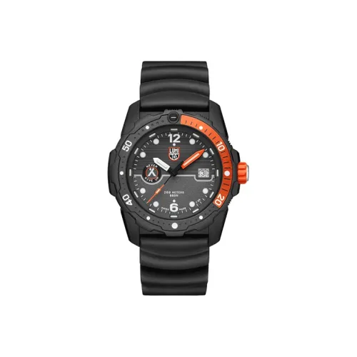 LUMINOX Кварцевый механизм Мужские часы Часы 42 мм Черный циферблат Углеродное волокно Чехол для часов Резиновый ремешок