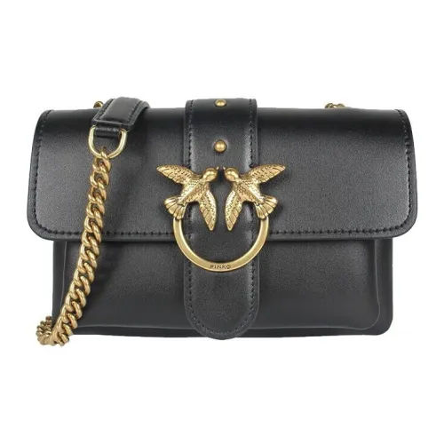 PINKO Коровья кожа Swallow Сумка Сумка через плечо Женская Черный Черный Золото