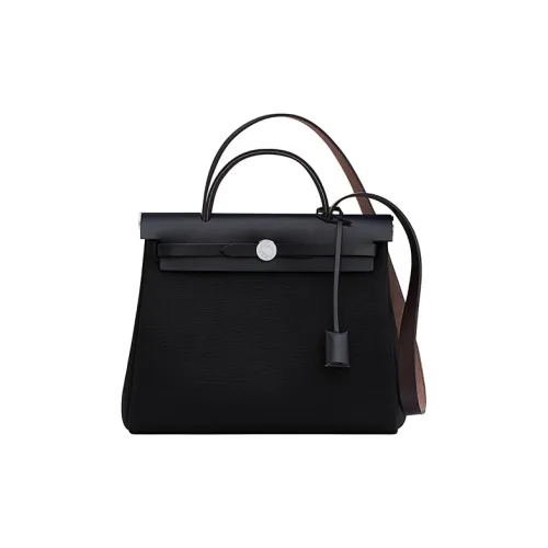 HERMES Herbag Zip Холщовая сумка сумка через плечо сумка на плечо Унисекс Черный Эбеновое дерево Индиго